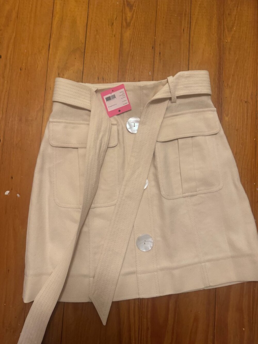 Kate Spade New York NWT Cream Belted Utility Mini Skirt Size 2